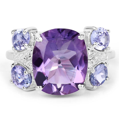 Sterling Silver Amethyst, Tanzanite & White Topaz Ring