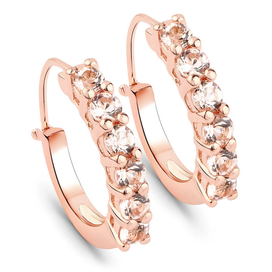 18K Rose Gold-Plated Sterling Silver Morganite Hoop Earrings