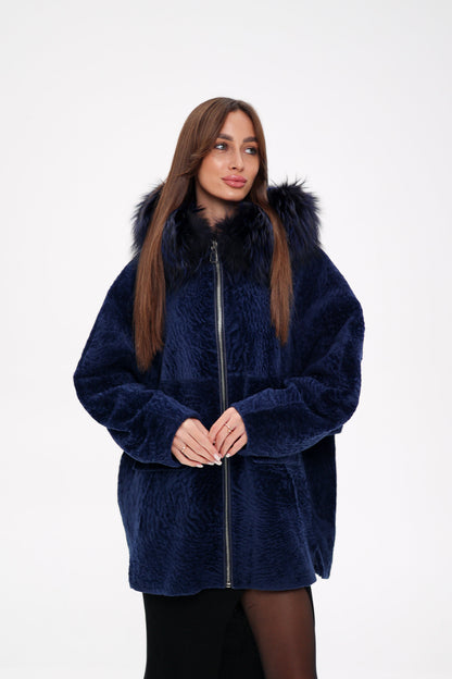Shearling Silver Fox Trim Jacket