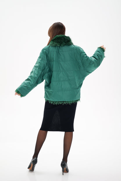 Reversible Genuine Silver Fox  Down Fill Coat