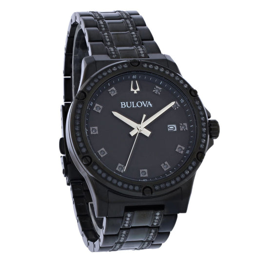 Bulova Crystal Black Stainless Steel Bracelet Watch