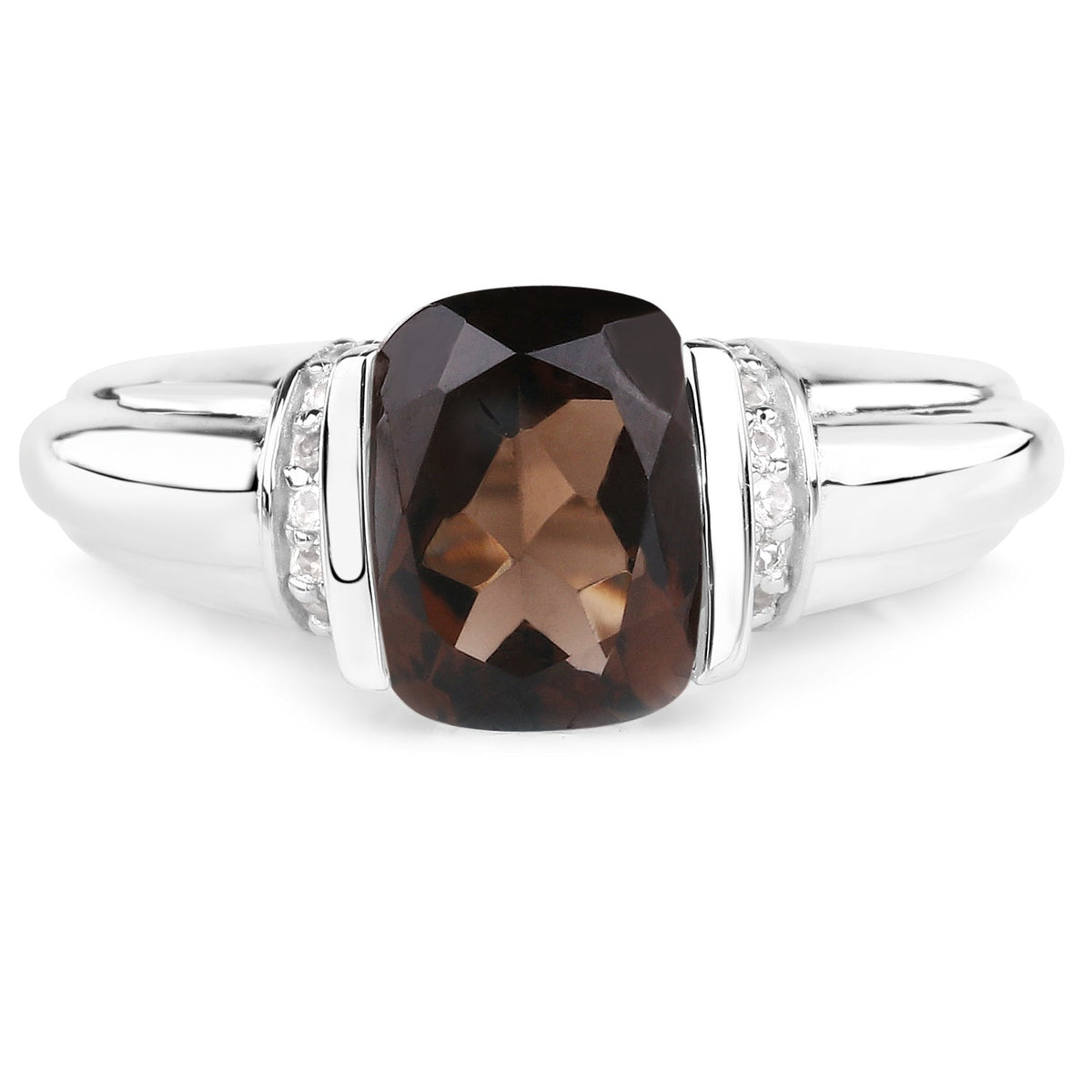 Sterling Silver Smoky Quartz and White Topaz Ring