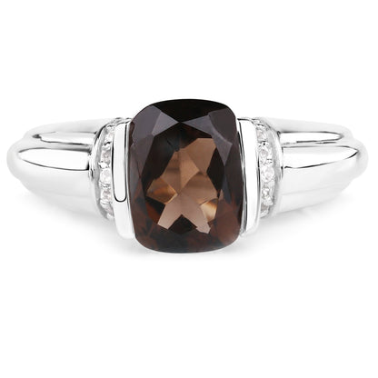 Sterling Silver Smoky Quartz and White Topaz Ring