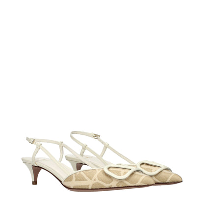 Beige Raffia Strap-On Sandals