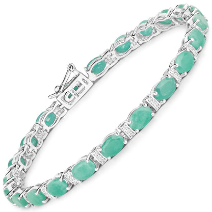 .925 Sterling Silver Emerald and White Topaz Bracelet