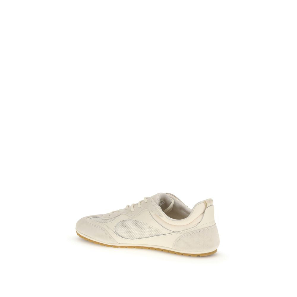 Tory Burch Field New Cream Leather And Fabric Sneakers
