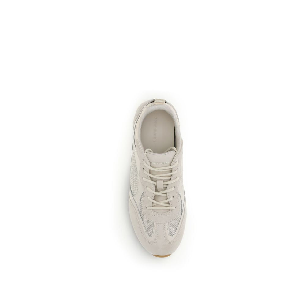 Tory Burch Field New Cream Leather And Fabric Sneakers