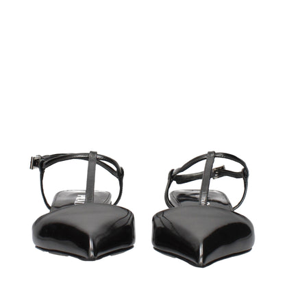 Gray Leather Flat Sandals