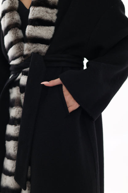 French Orylag Fur Italian Cashmere Wool Coat