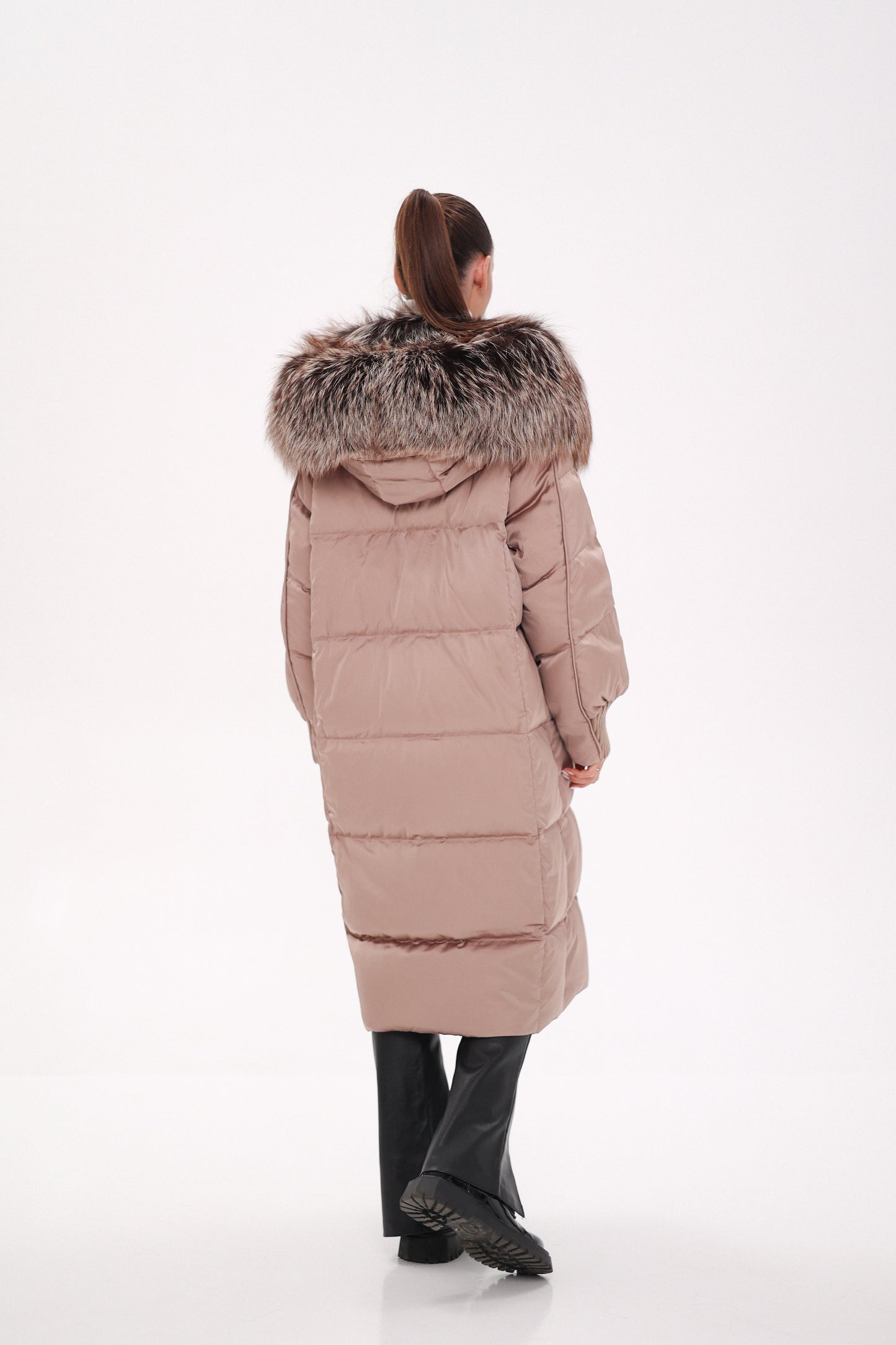 Rei Silver Fox Hood Down Coat Blush