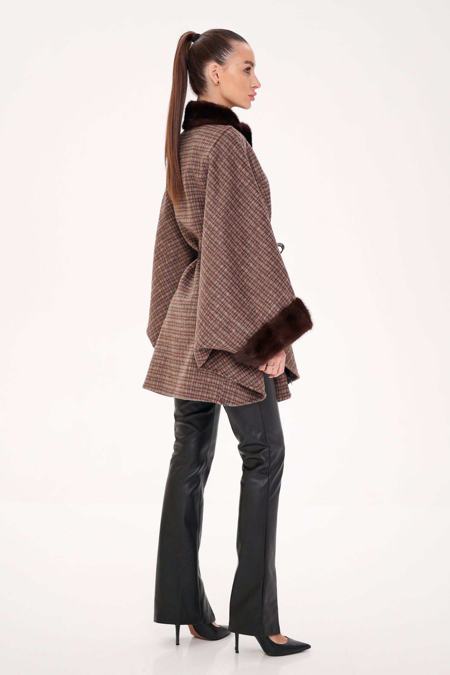 Scandinavian Mink Fur Double Face Wool Poncho
