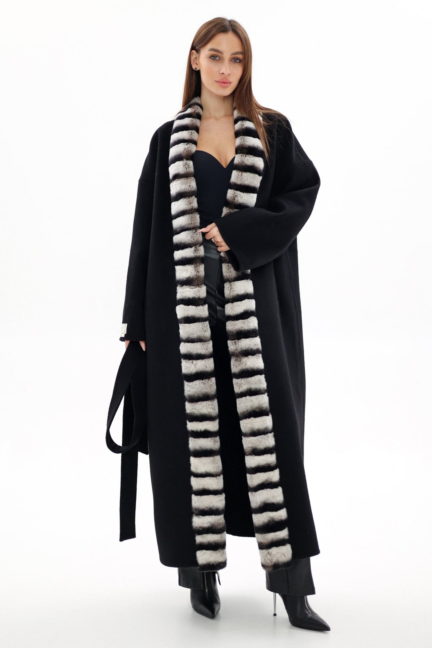 French Orylag Fur Italian Cashmere Wool Coat