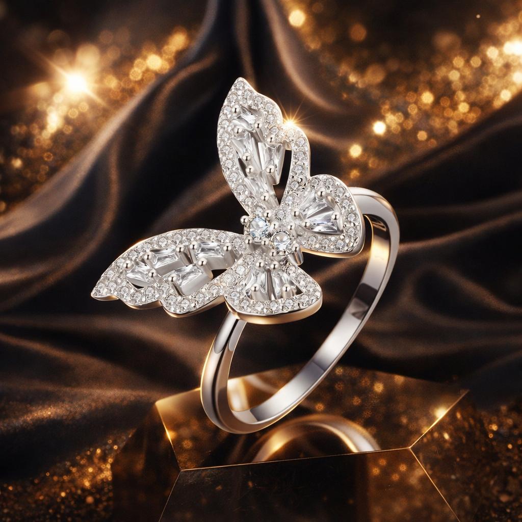 Sterling Silver White Gold Plated CZ Pavé Ring