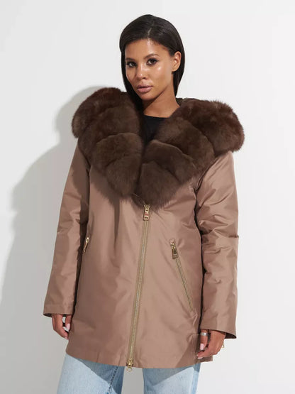 Polar Fox Fur Trim Rabbit Fur Insulated Parka