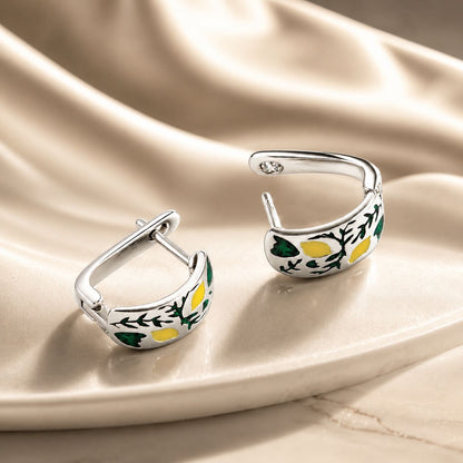 Oxidized Sterling Silver Enamel Drop Earrings