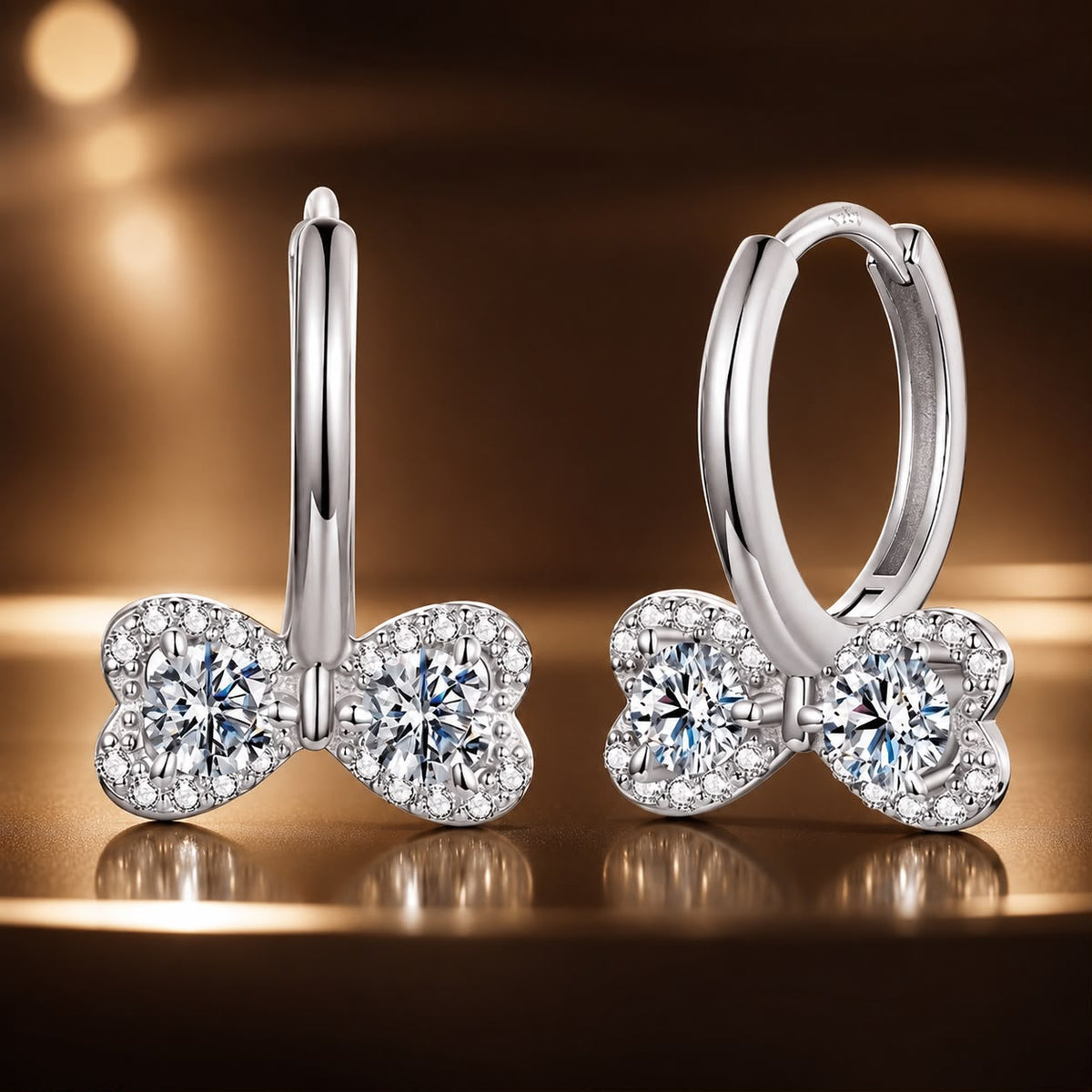 Sterling Silver Moissanite Pavé White Gold Plated Earrings