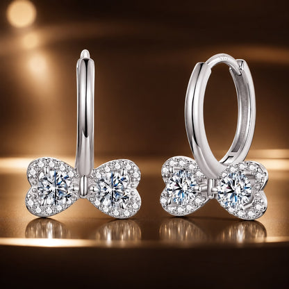 Sterling Silver Moissanite Pavé White Gold Plated Earrings