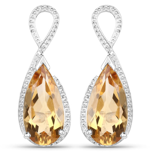 Sterling Silver Citrine Pear Dangle Earrings