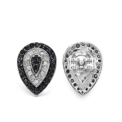 Sterling Silver Black and White Diamond Stud Earrings