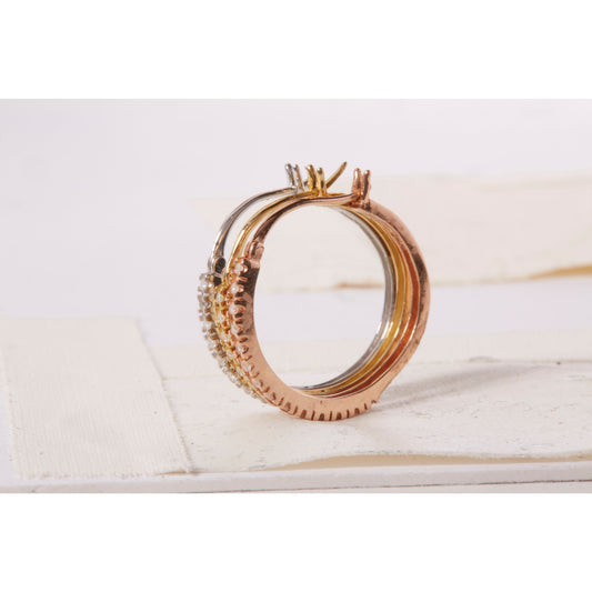 14K Tri-Toned Gold 1/3 Cttw Diamond Triple Hoop Earrings