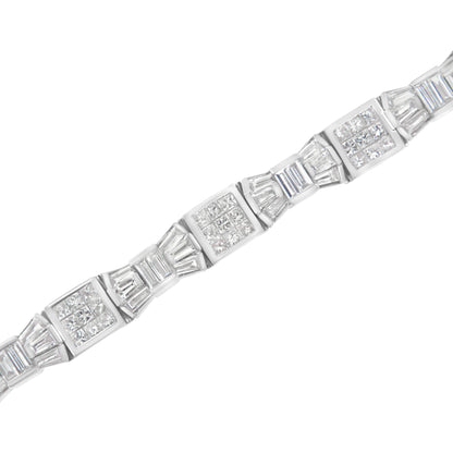 14K Yellow Gold Diamond Alternating Bow and Box Link Bracelet