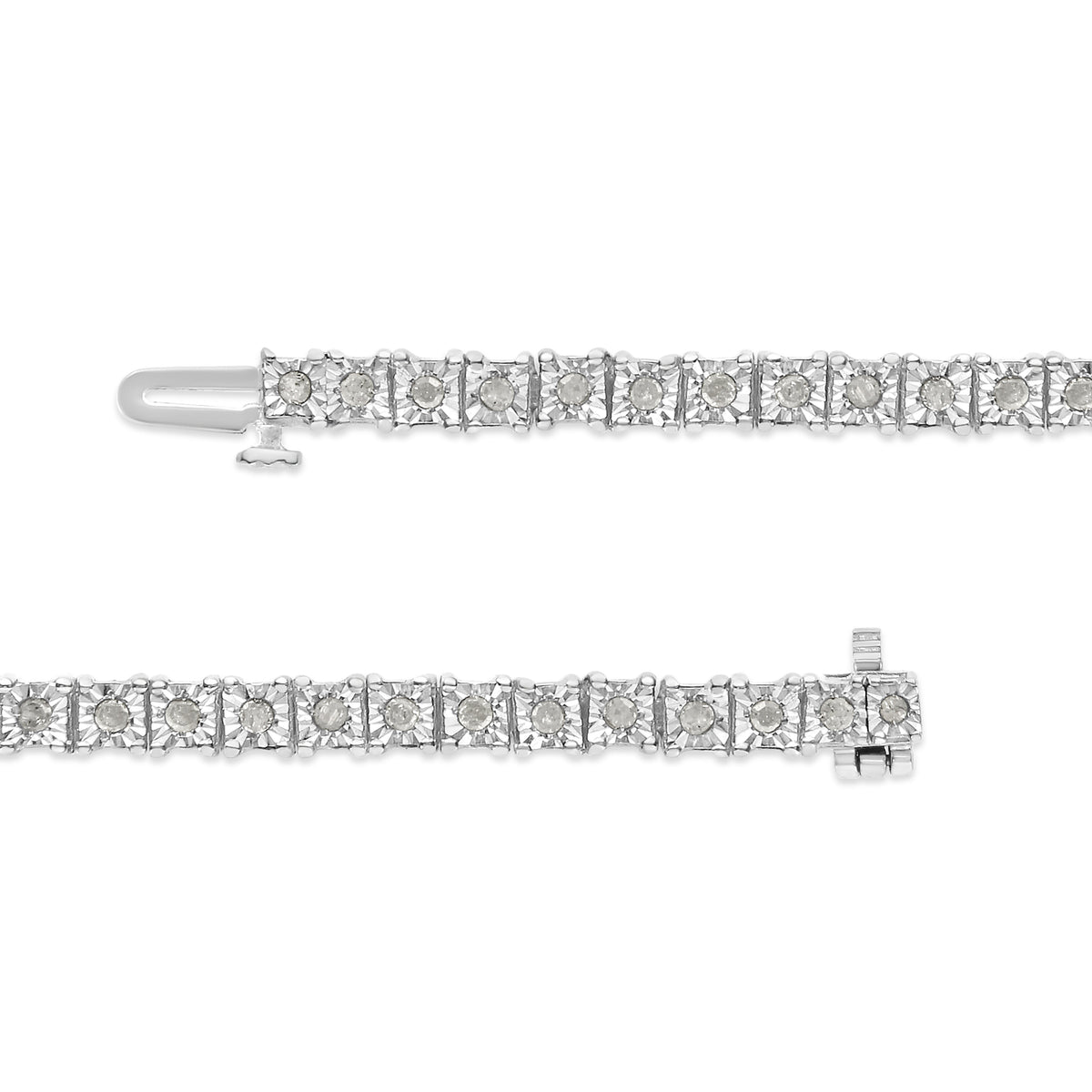 Sterling Silver Diamond Square Frame Miracle-Set Tennis Bracelet