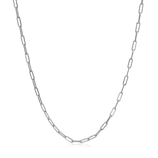 14K White Gold Adjustable Paperclip Chain Necklace