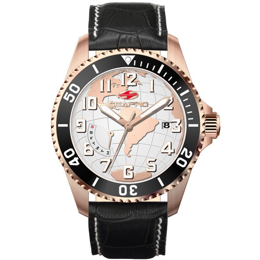 Seapro Voyager Black Leather Strap Watch