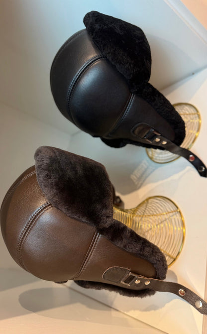 Genuine Leather Shearling Hat Unisex