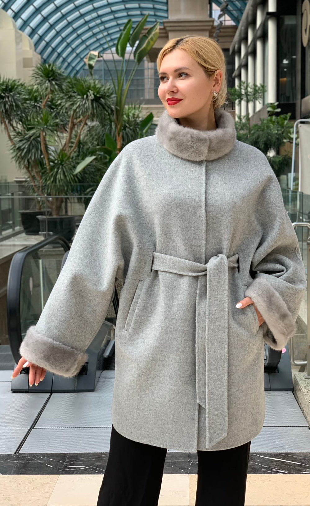 Scandinavian Mink Fur Virgin Wool Coat