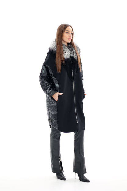 Silver Fox Fur Italian Cashmere Wool Freudenberg Comfortemp® Coat