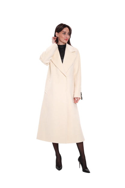 Premium 100% Australian Merino Wool Coat in Marshmallow
