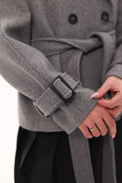 Megan Tailored Wool Blend Coat in Grey