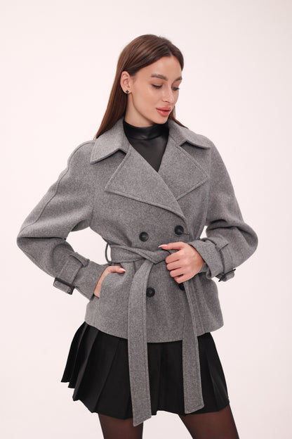 Megan Tailored Wool Blend Coat in Grey