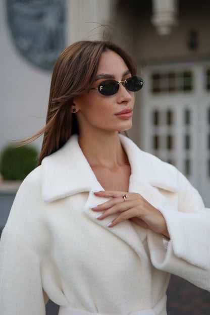 Eco Fur Wool Blend Coat White