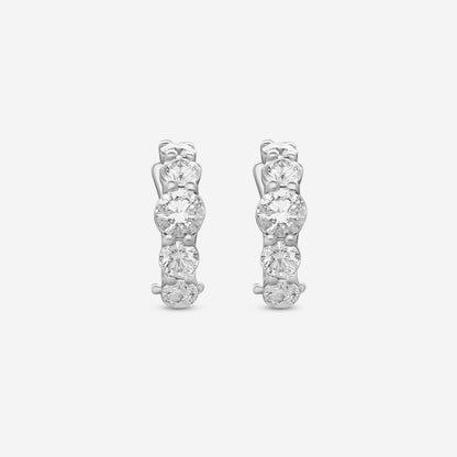 Ina Mar 18K White Gold Diamond J Hoop Earrings