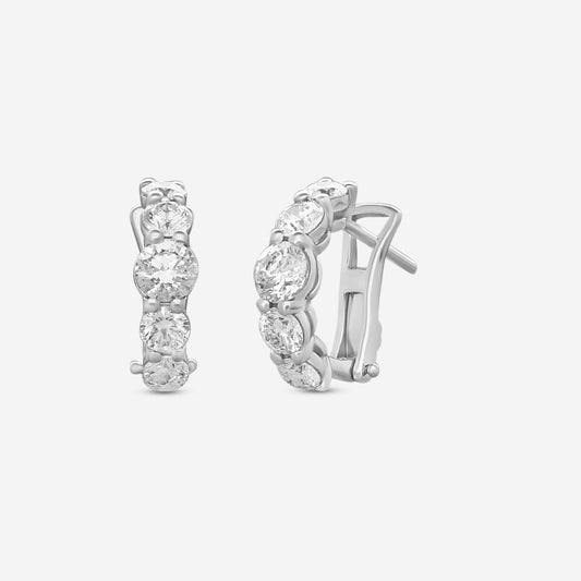 Ina Mar 18K White Gold Diamond J Hoop Earrings