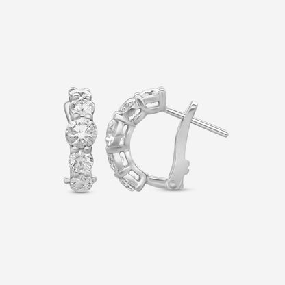 Ina Mar 18K White Gold Diamond J Hoop Earrings