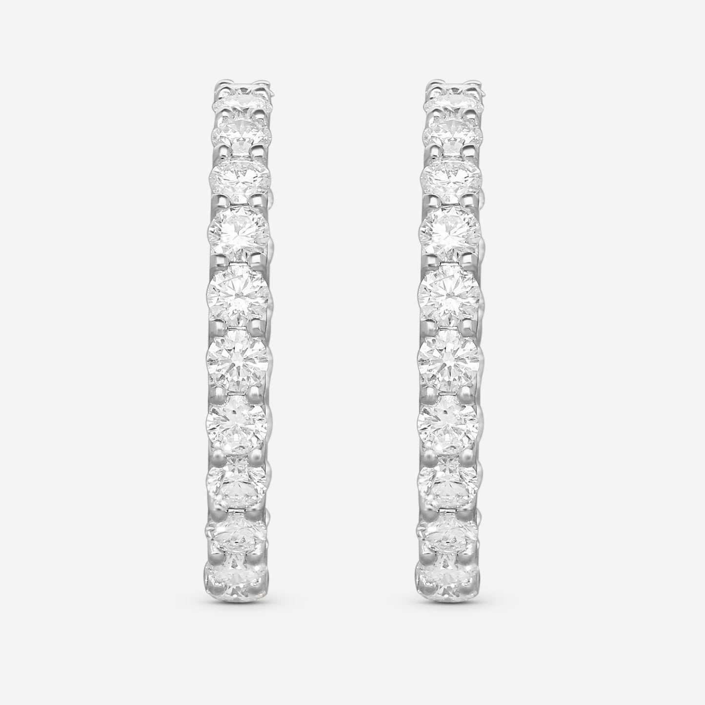 Ina Mar 18K White Gold Diamond Hoop Earrings