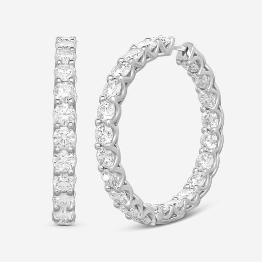Ina Mar 18K White Gold Diamond Hoop Earrings