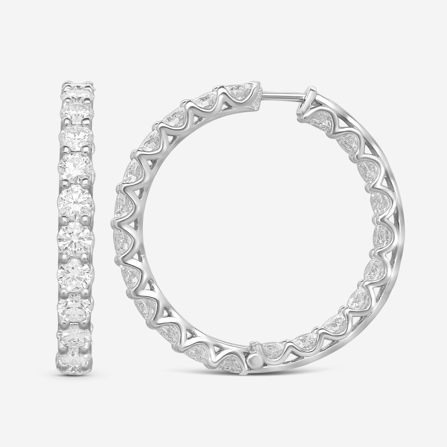 Ina Mar 18K White Gold Diamond Hoop Earrings