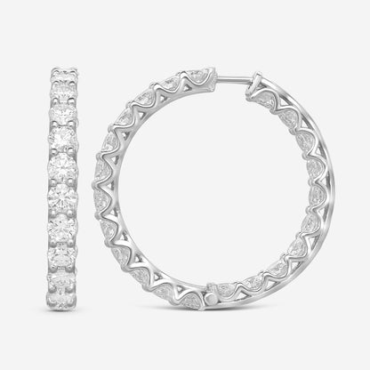 Ina Mar 18K White Gold Diamond Hoop Earrings