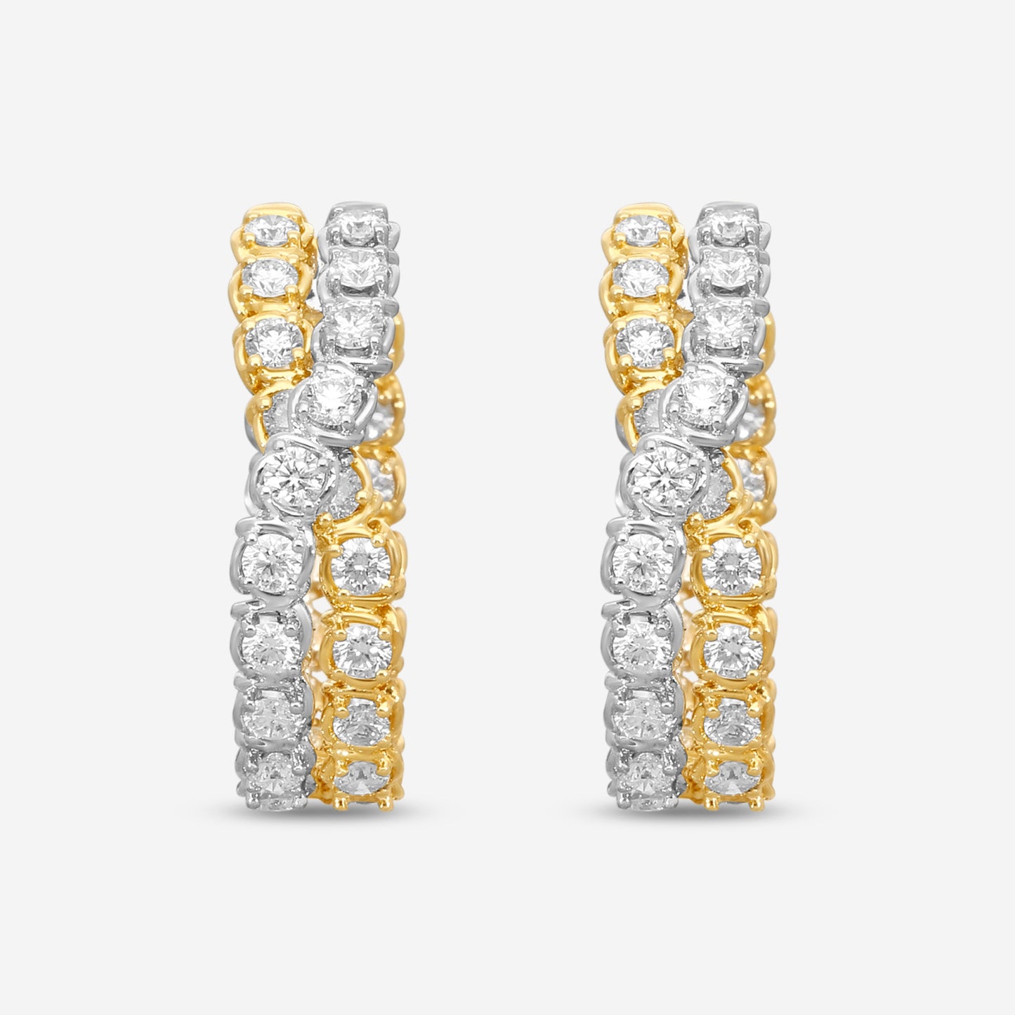Ina Mar Two-Tone 18K Gold And Diamond Oval Hoop Earrings
