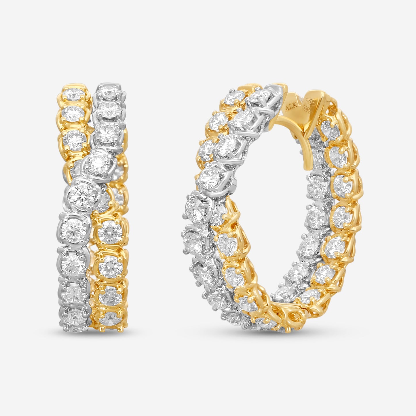 Ina Mar Two-Tone 18K Gold And Diamond Oval Hoop Earrings