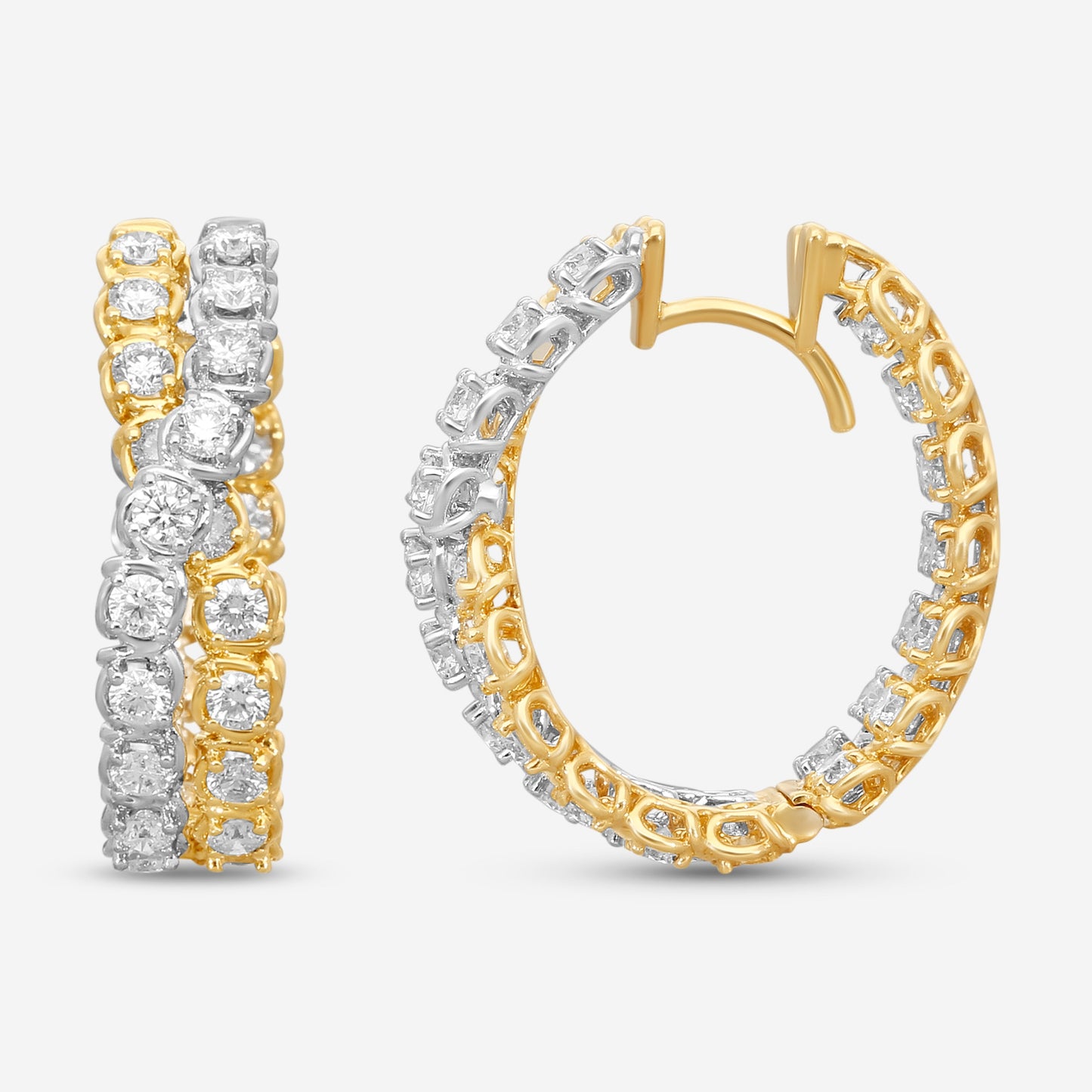 Ina Mar Two-Tone 18K Gold And Diamond Oval Hoop Earrings