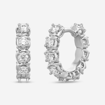 Ina Mar Diamond Pavé Huggie Earrings in 18K White Gold