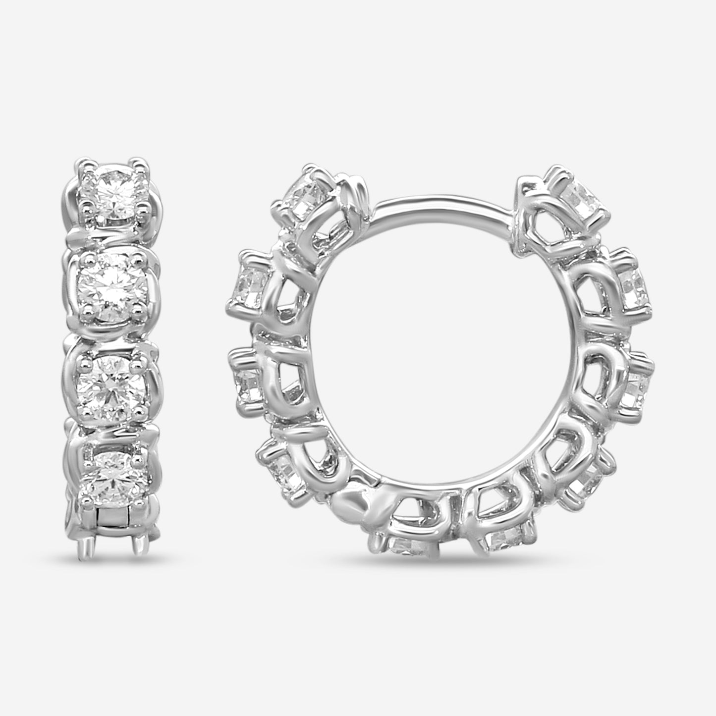 Ina Mar Diamond Pavé Huggie Earrings in 18K White Gold
