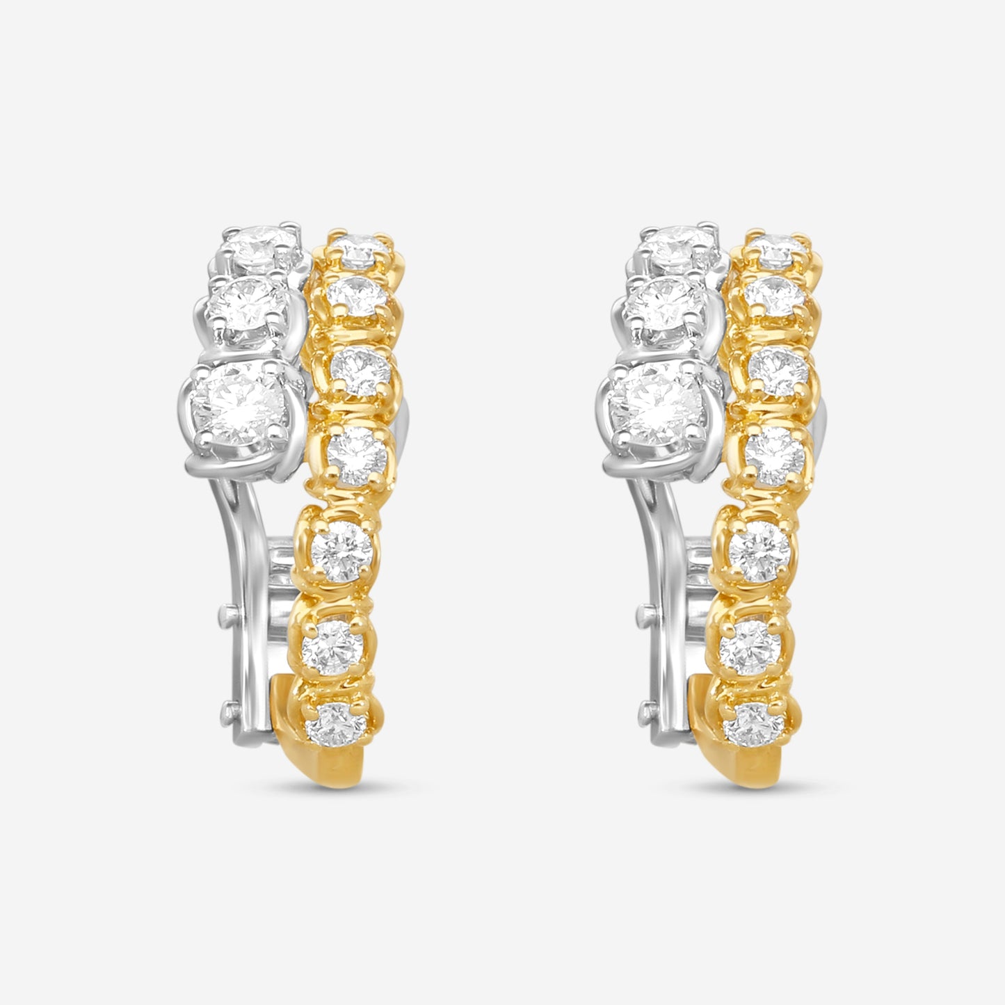 Ina Mar Two-Tone Gold and Diamond Hoop Earrings