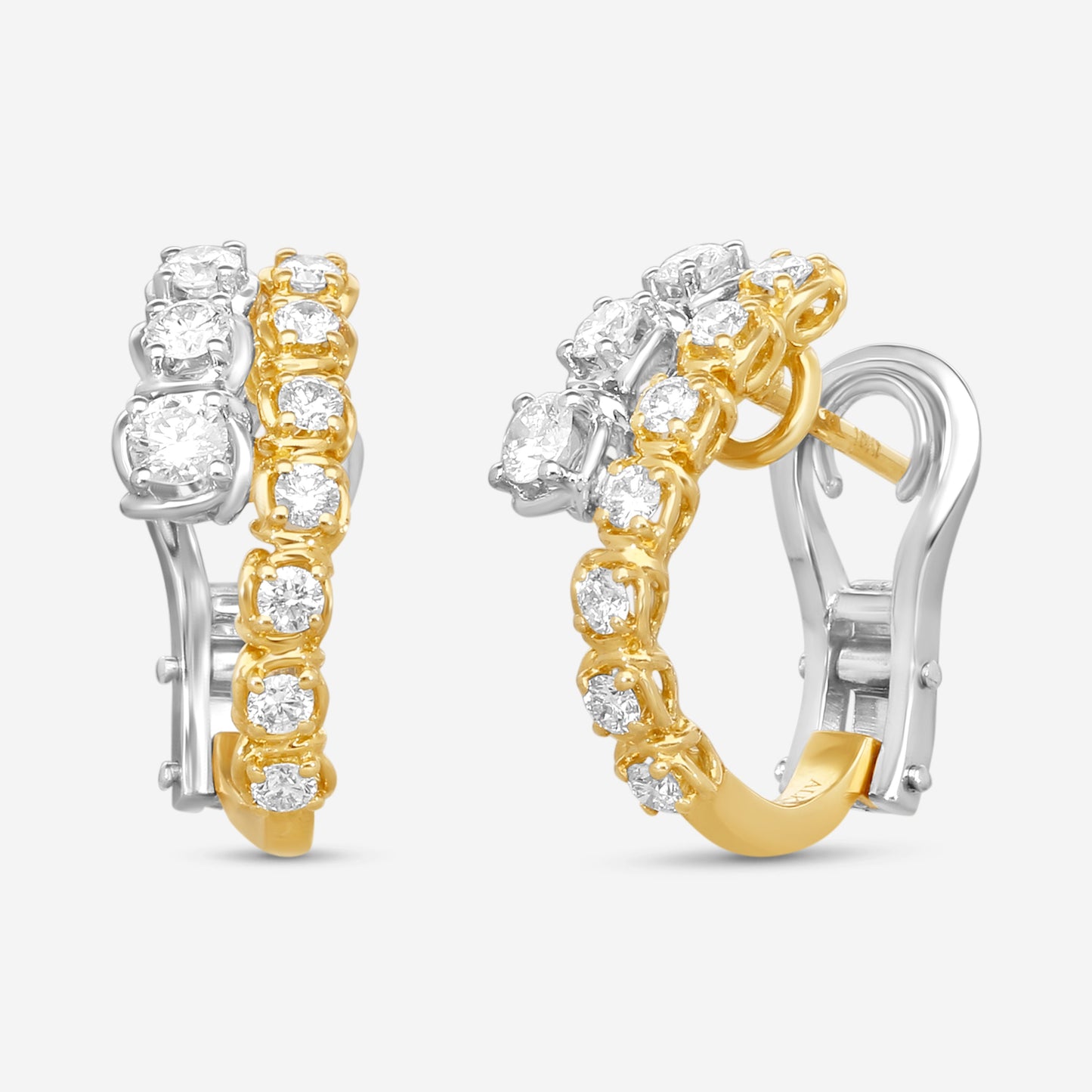 Ina Mar Two-Tone Gold and Diamond Hoop Earrings