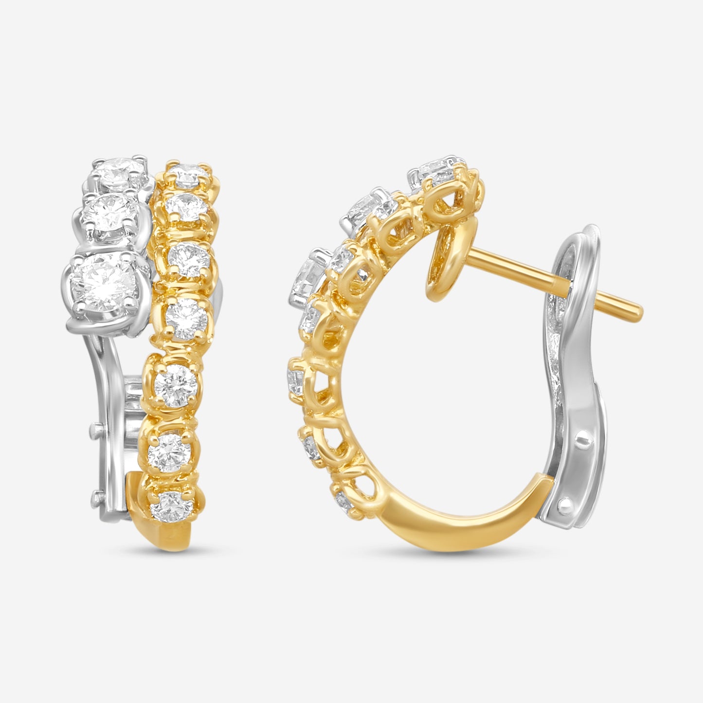 Ina Mar Two-Tone Gold and Diamond Hoop Earrings
